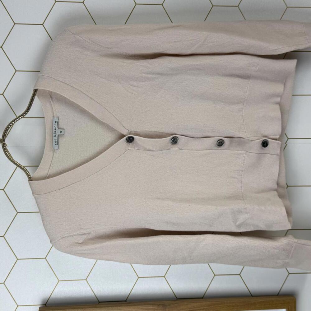 Rue Blanche Soft Pink Waist Length Button-Up Cardigan Sweater - Size - 3 - Picture 5 of 5